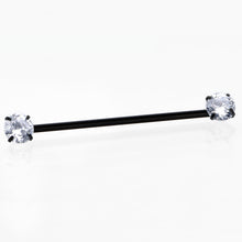 14G Clear CZ Gem Black Threadless Industrial Barbell 38mm
