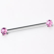 14G Pink CZ Gem Threadless Industrial Barbell 38mm