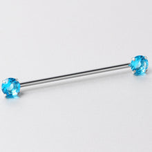 14G Aqua CZ Gem Threadless Industrial Barbell 38mm