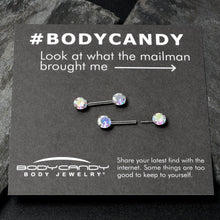 14G 1/2 Aurora CZ Gem Threadless Barbell Nipple Ring Set