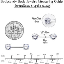 14G 1/2 Clear CZ Gem Threadless Barbell Nipple Ring Set