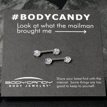 14G 1/2 Clear CZ Gem Threadless Barbell Nipple Ring Set