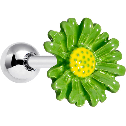 16G 1/4 Green Daisy Flower Cartilage Tragus Earring