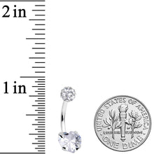Clear CZ Gem Disco Ball Heart Belly Ring