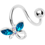 Aqua Aurora Gem Loop Butterfly Spiral Twister Belly Ring
