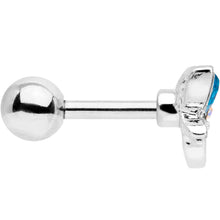 16G 1/4 Clear Aqua Gem Loop Butterfly Cartilage Tragus Earring