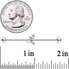 14G Clear Aurora Gem Loop Butterfly Industrial Barbell 38mm