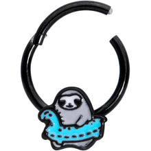 16G 3/8 Black Swimming Sloth Hinged Segment Ring