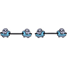 14G 9/16 Black Swimming Sloth Barbell Nipple Ring Set