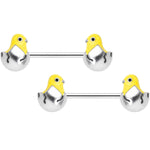 14G 9/16 Hatching Easter Chick Barbell Nipple Ring Set