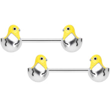 14G 9/16 Hatching Easter Chick Barbell Nipple Ring Set