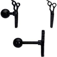 16G 1/4 Black Gold Tone Scissors Hair Cartilage Tragus Set of 3