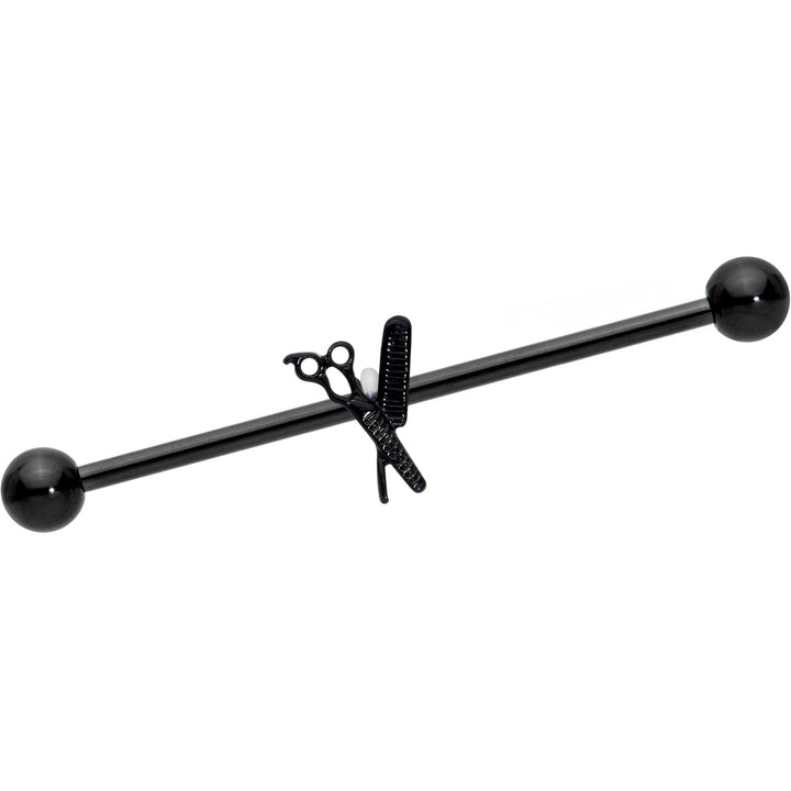 14G Black Scissors Comb Industrial Barbell 38mm