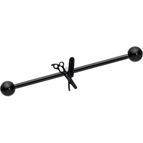 14G Black Scissors Comb Industrial Barbell 38mm