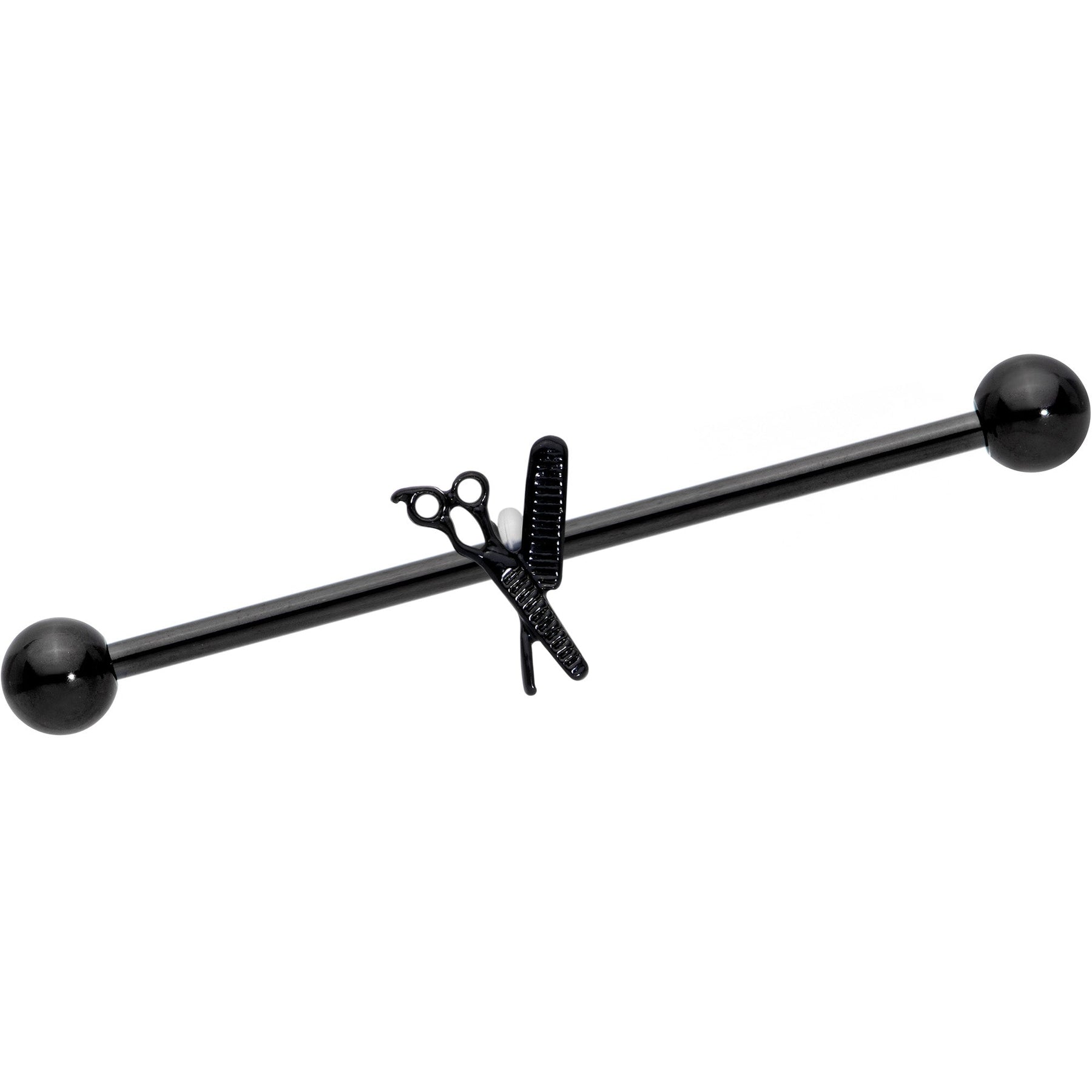 14G Black Scissors Comb Industrial Barbell 38mm