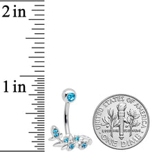 Aqua Gem Leaf Branch Belly Ring