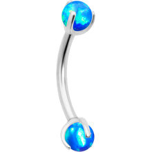 16G 5/16 Blue Synthetic Opal Internally Threaded Eyebrow Ring