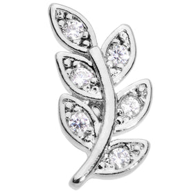 16G 1/4 Clear CZ Gem Leaf Internally Threaded Labret Tragus