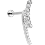 16G 5/16 Clear CZ Gem Curve Internally Threaded Labret Tragus