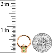 16G 3/8 Green Gem Rose Gold Tone Royal Frog Hinged Segment Ring