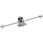 14G Clear Black Gem Scary Ghost Halloween Industrial Barbell 38mm