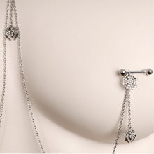 14G 9/16 Creepy Crawly Spider Web Halloween Nipple Chain Necklace