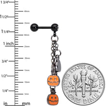 16G 1/4 Clear Gem Black Halloween Pumpkin Dangle Cartilage