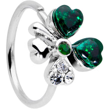 20G 5/16 Clear Green Gem Shamrock St Patricks Day Nose Hoop