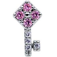 16G 5/16 Clear Pink Gem Angular Key Labret Monroe Tragus