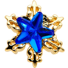 16G 5/16 Blue Gem Gold Tone Star Labret Monroe Tragus