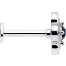 16G 5/16 Blue Gem Stylized Deco Cross Labret Monroe Tragus
