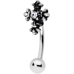 16G 5/16 Clear Gem Renaissance Cross Curved Eyebrow Ring