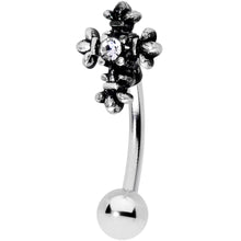 16G 5/16 Clear Gem Renaissance Cross Curved Eyebrow Ring