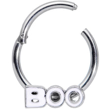 16G 3/8 White Boo Halloween Hinged Segment Ring