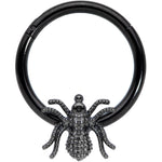 16G 3/8 Black Creepy Insect Halloween Hinged Segment Ring