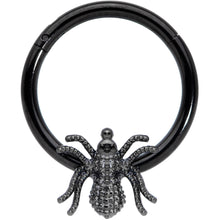 16G 3/8 Black Creepy Insect Halloween Hinged Segment Ring