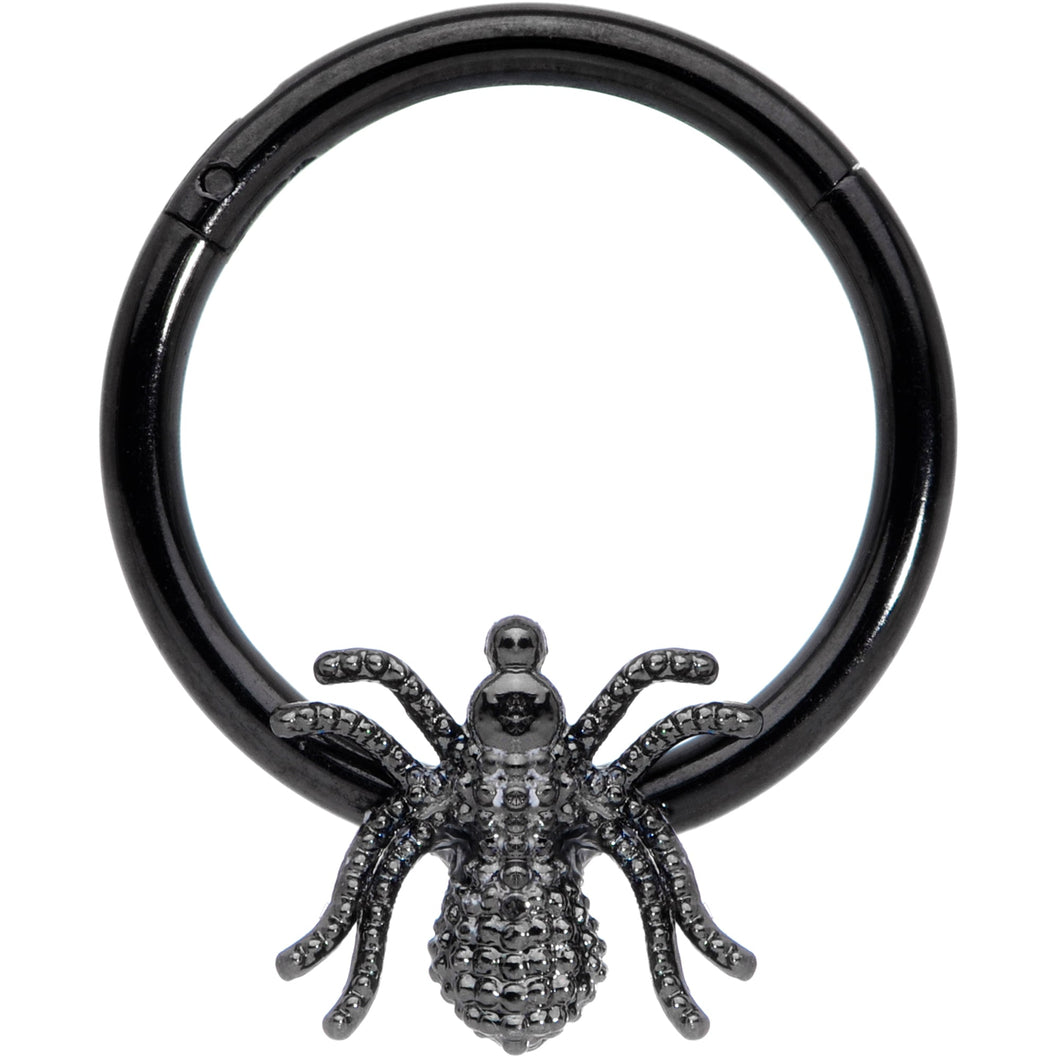 16G 3/8 Black Creepy Insect Halloween Hinged Segment Ring