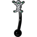 14G 5/16 Black Green Mummy Halloween Curved Eyebrow Ring