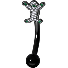 14G 5/16 Black Green Mummy Halloween Curved Eyebrow Ring