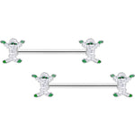 14G 5/8 Green Mummy Halloween Barbell Nipple Ring Set