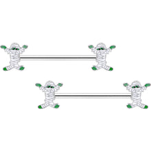 14G 5/8 Green Mummy Halloween Barbell Nipple Ring Set