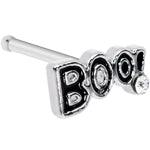 20G 1/4 Clear Gem Black Boo Halloween Nose Bone
