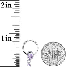 16G 3/8 Purple Gem Sweet Fish Dangle Hinged Segment Ring