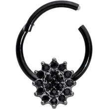 16G 3/8 Black Gem Black Oval Hinged Segment Ring