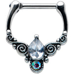 16G 5/16 Clear Aurora Gem Scrolling Drop Cartilage Clicker