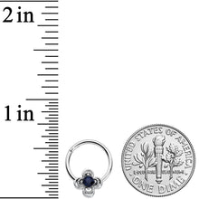 16G 3/8 Blue Gem Stylized Deco Cross Hinged Segment Ring
