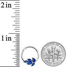 16G 3/8 Blue Gem Raindrop Hinged Segment Ring
