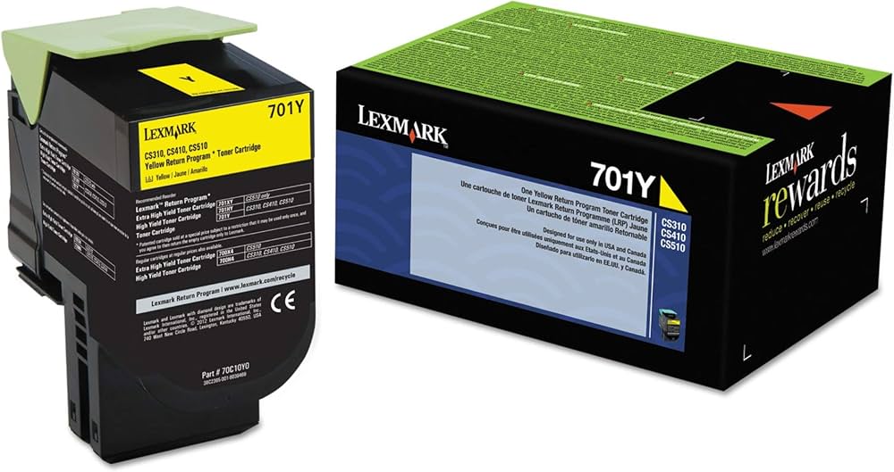 New, Pre-Owned - Lexmark 701Y Standard Yield Yellow Toner Cartridge, 70C10Y0