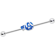 14G Blue White Mummy Halloween Industrial Barbell 38mm
