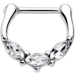16G 5/16 Clear Gem Oval Trio Cartilage Clicker